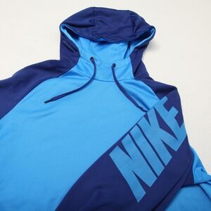Nike Dri-FIT Hoodie Mens XL Blue Pullover Fleece Big Logo Athletic 800306-435